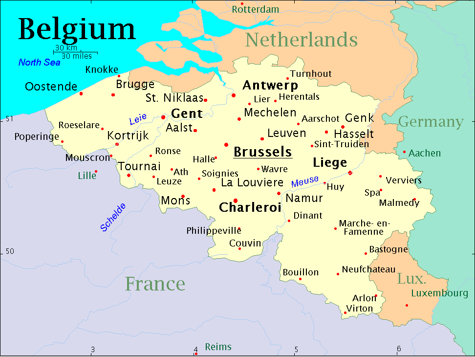 Karte Belgien Küste